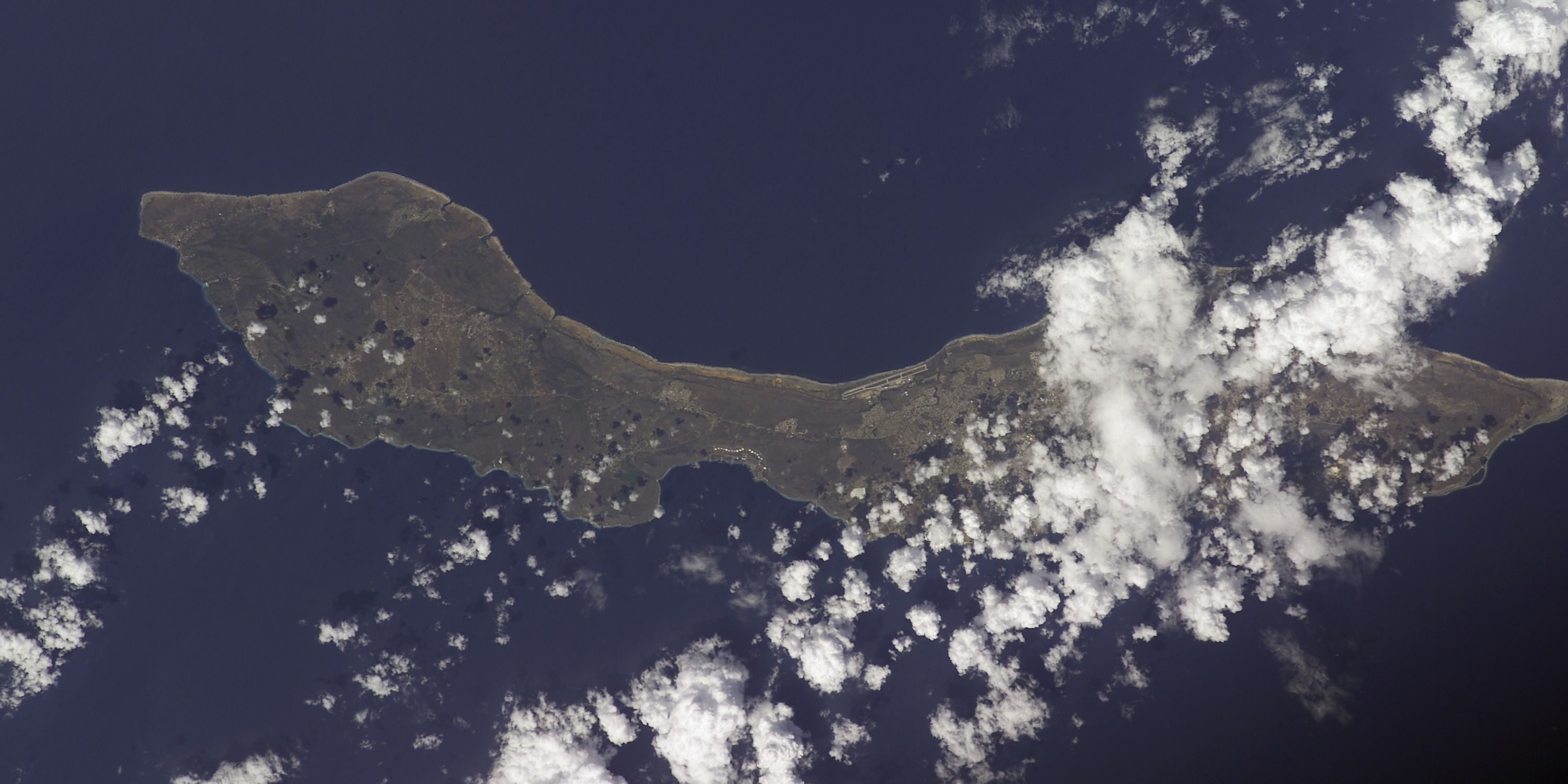 Satellite view of Curaçao from the International Space Station